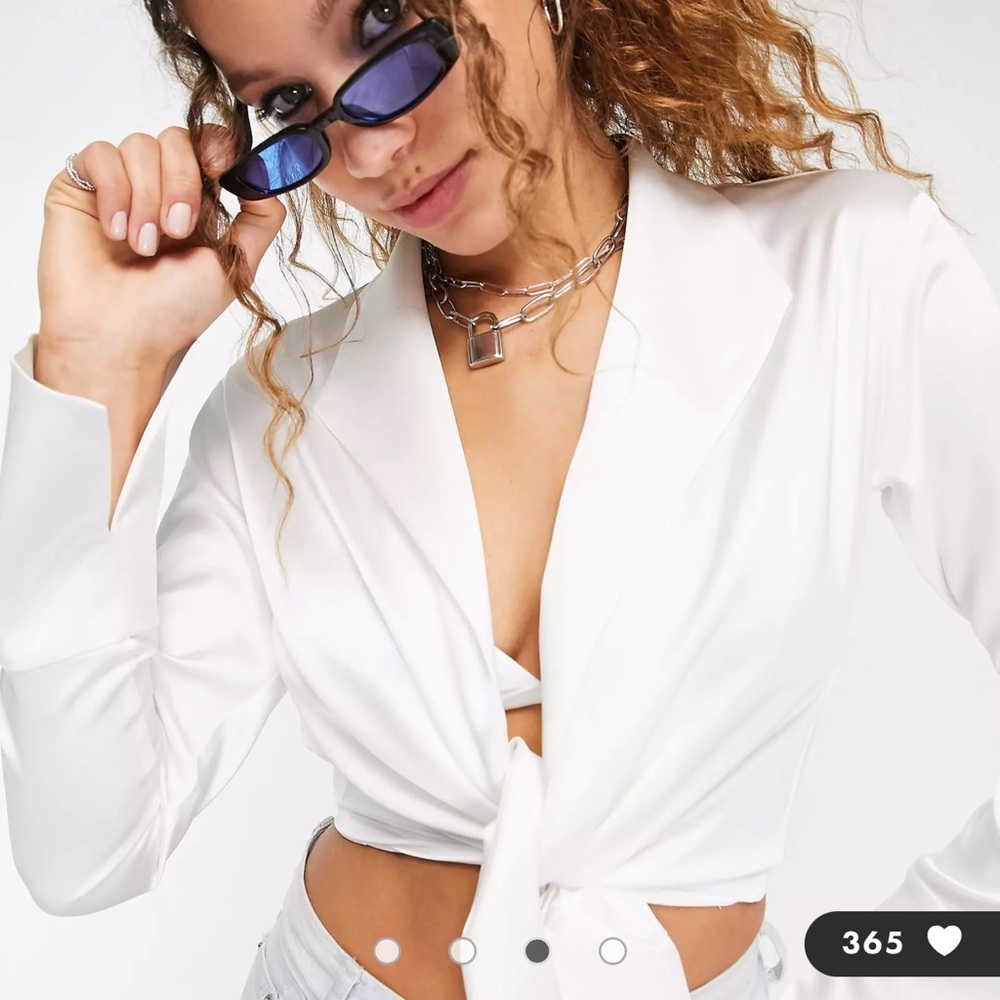 Topshop Tie front Satin crop top